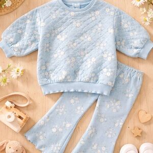 Little Me Light Blue Floral Set